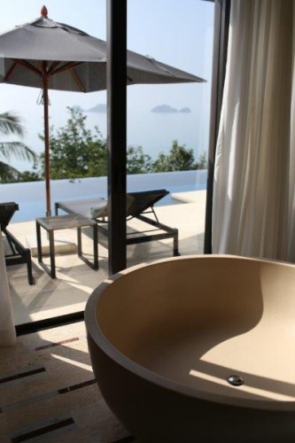 Conrad Koh Samui Bath Tub and view. Wow!