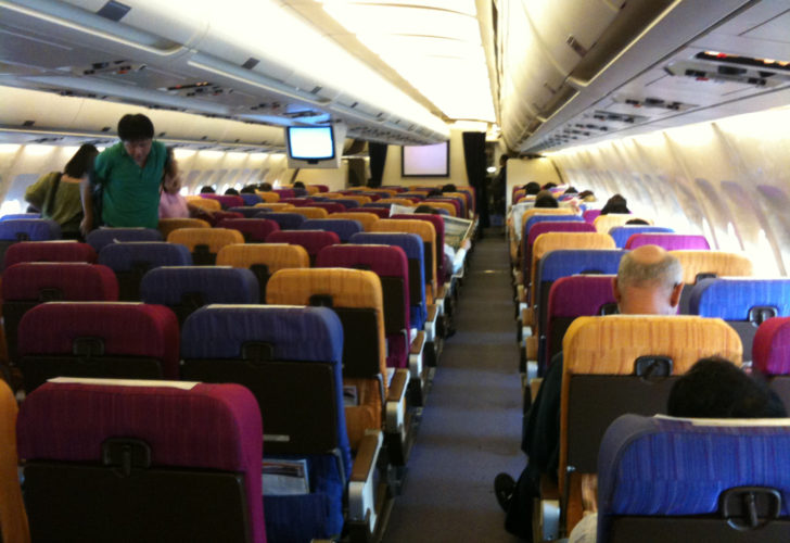 a row of seats on an airplane