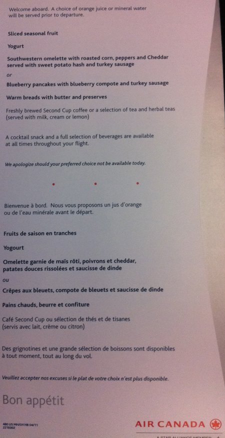 a menu on a table