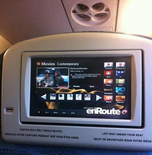 a screen on a seat