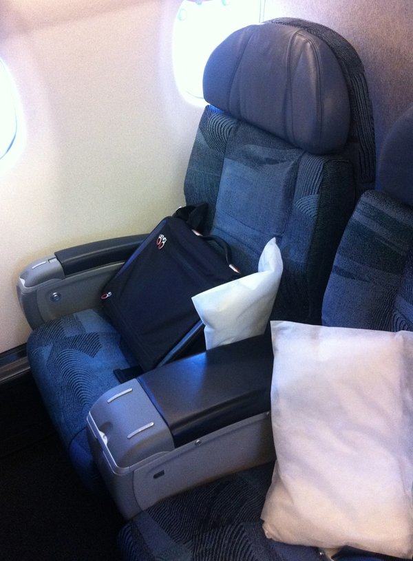 a seat with a bag in it