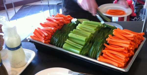 a tray of vegetables on a table