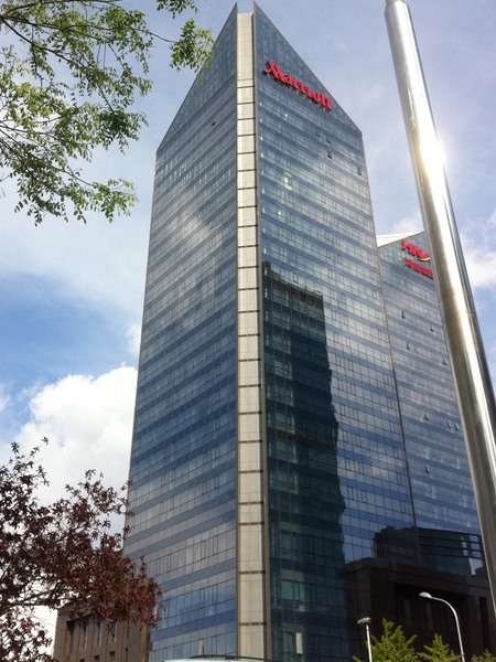 a tall building with a pole
