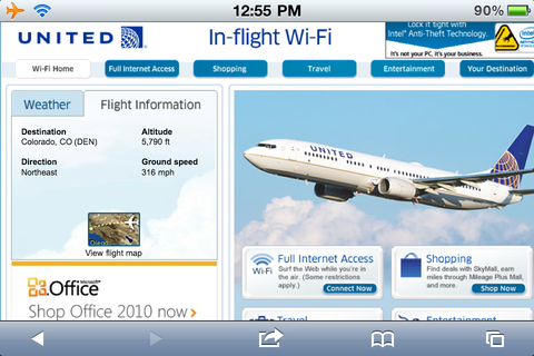 a screenshot of a flight information