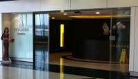 a reception desk in a building