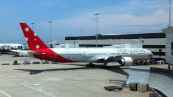 a large airplane parked at an airport