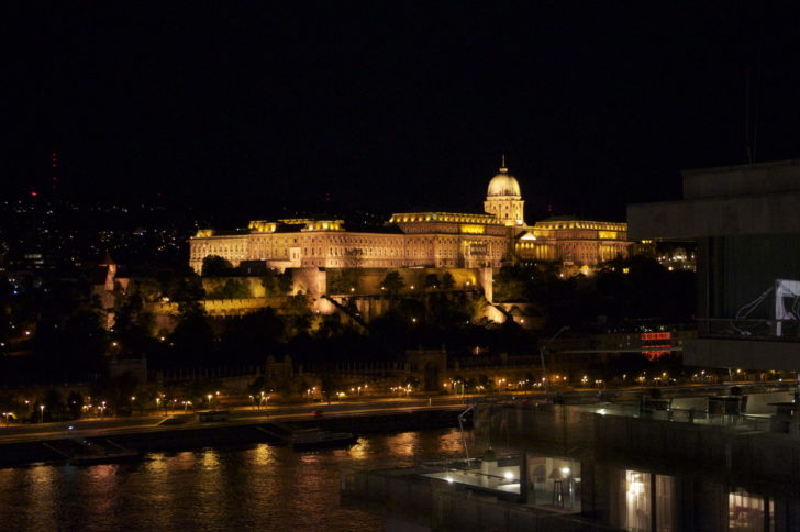 Buda Castle with lights on it