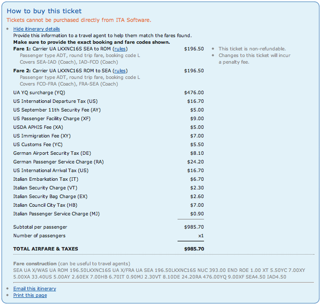 Picture of ITA flight details page