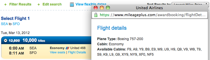 United Flight Details screenshot