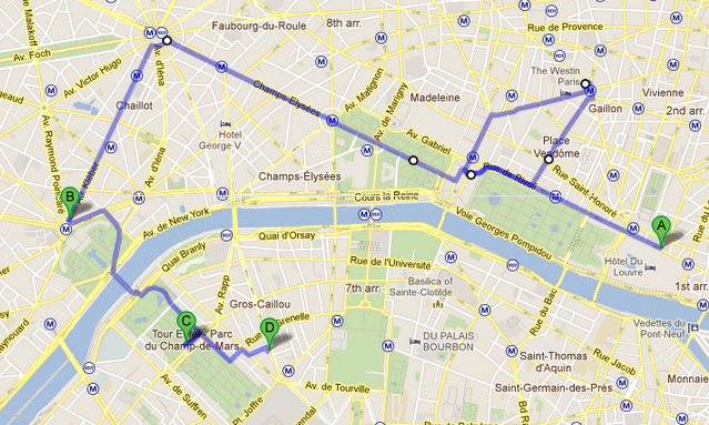 Paris route map