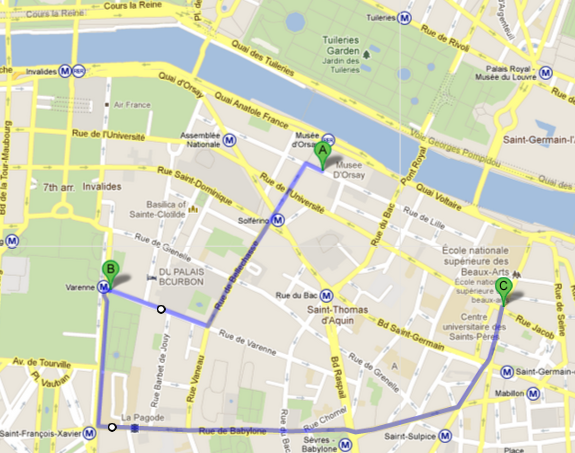 Paris route map