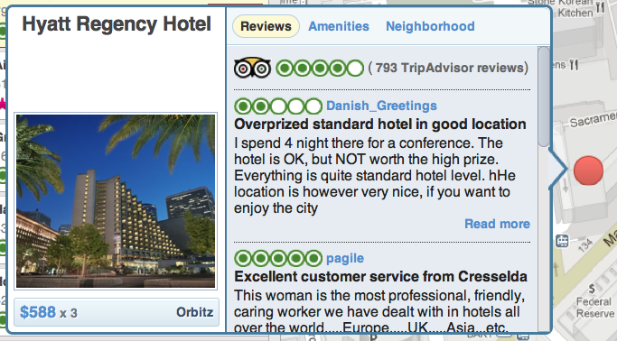Hipmunk hotel search results screenshot