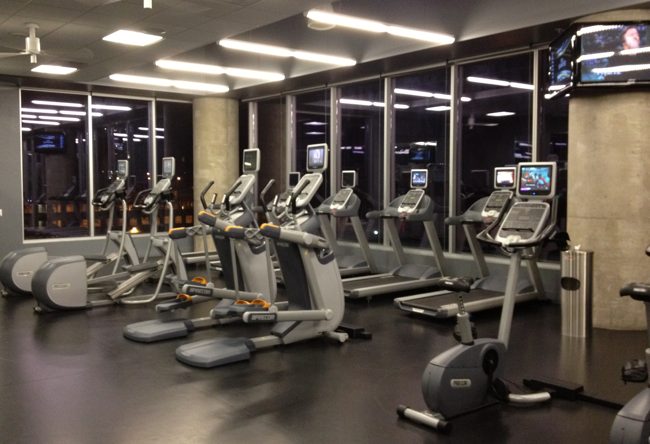a room with exercise machines