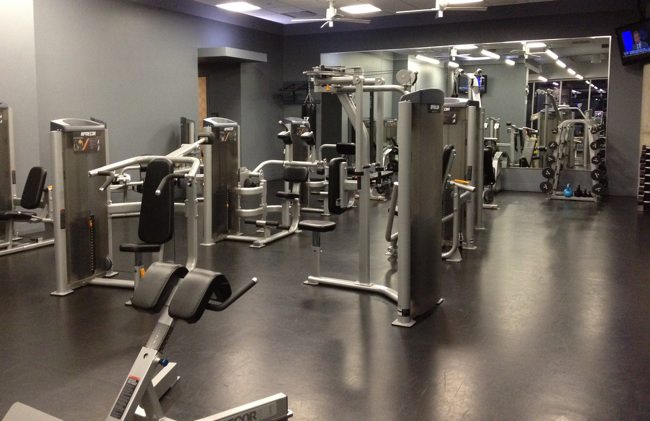a gym with exercise equipment