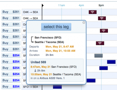 Hipmunk flight search screenshot