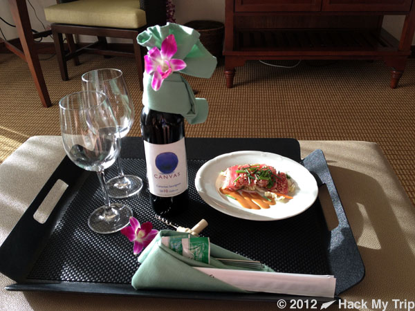 picture of room service meal at Hyatt Regency Maui