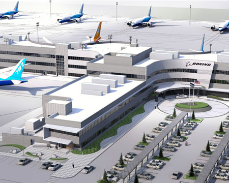 drawing of Boeing Everett delivery center