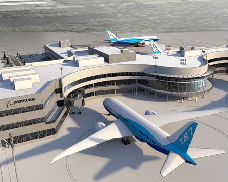 drawing of Boeing Everett delivery center
