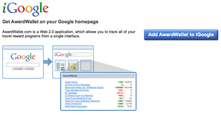 Google AwardWallet screenshot