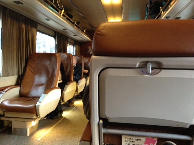 view of interior of Amtrak business class car