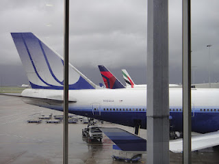 a plane parked at an airport
