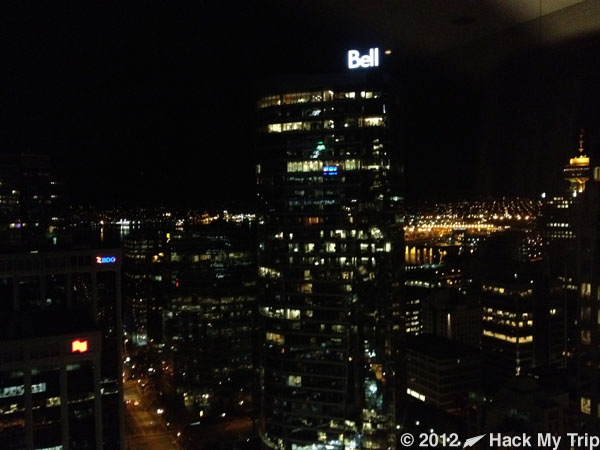 view of downtown Vancouver from hotel balcony