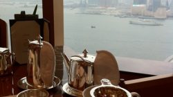a tea set on a table