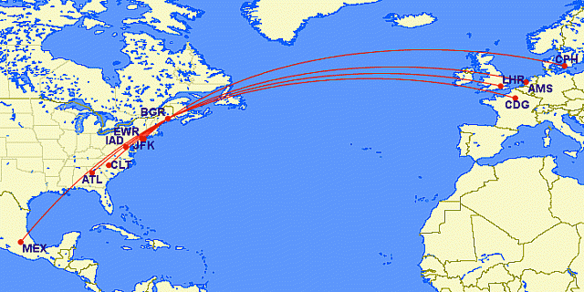 a map of the world with red lines