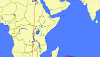 a map of the world with a route