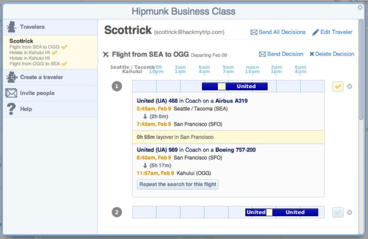 Hipmunk timebars view screenshot