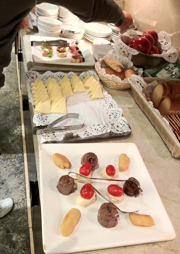 a table with different food items