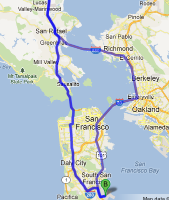 map of routes to San Francisco airport