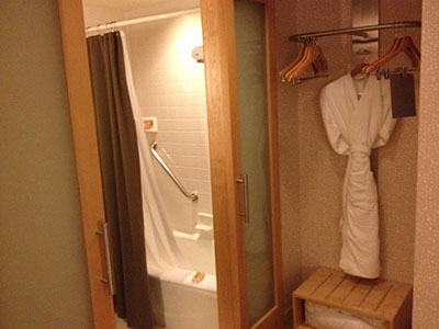picture of hotel shower and closet