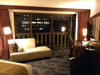 picture of hotel couch and window