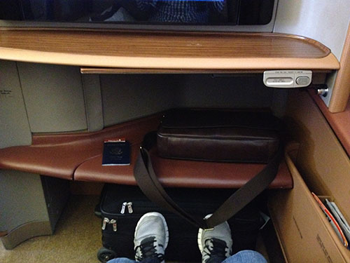 picture of first class cabin shelf