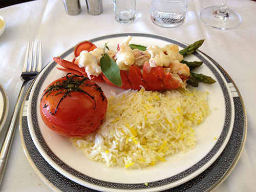 picture of a plate of lobster with rice