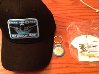picture of 787 cap keychain and luggage tags