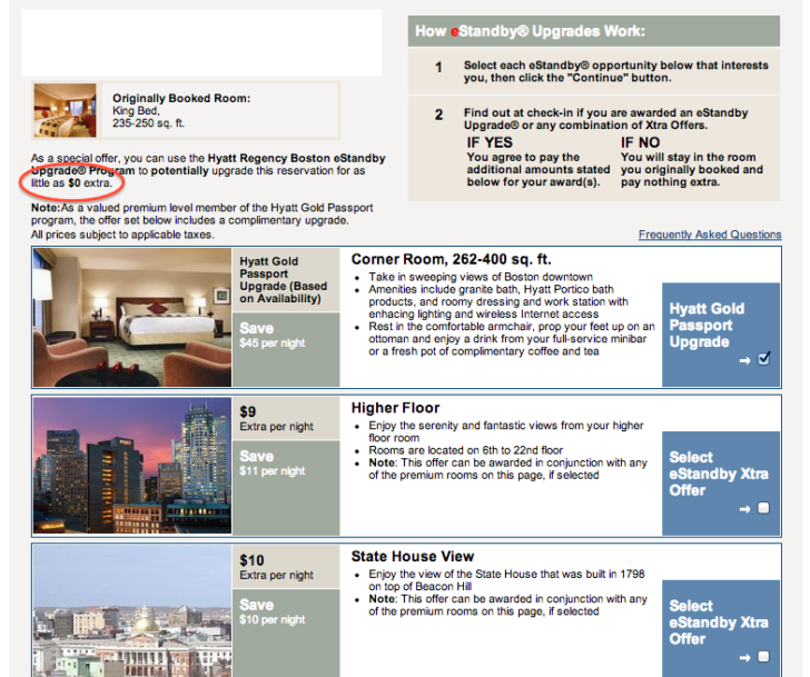 Hyatt Standby Upgrades screenshot
