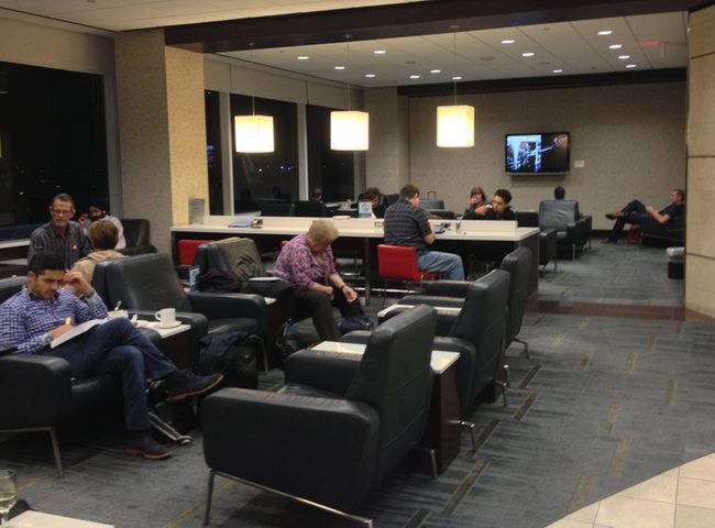 a group of people sitting in a room