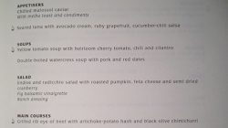 a menu of a restaurant