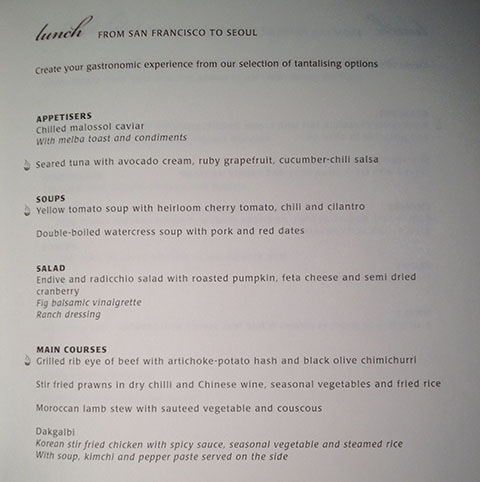 picture of airplane menu