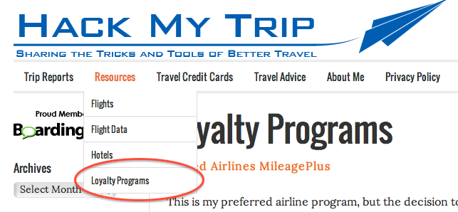 Hack My Trip loyalty programs screenshot