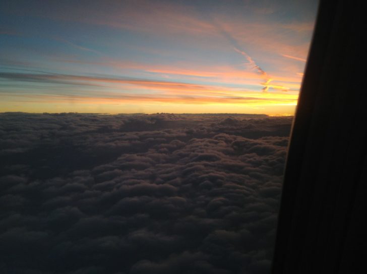 picture of sunset taken from a plane
