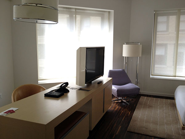 picture of hotel desk and televison