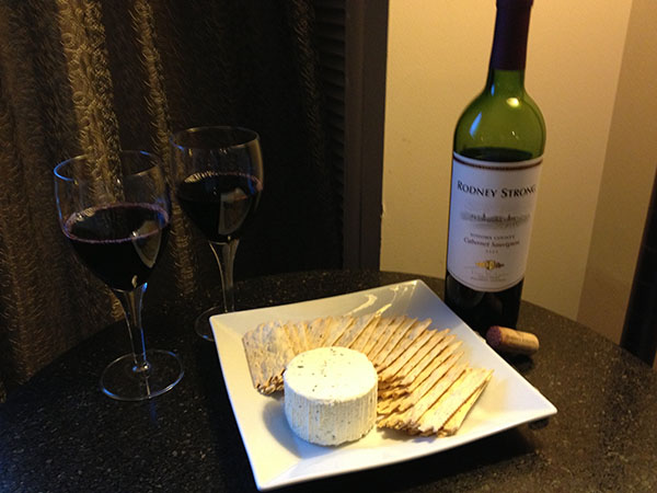 picture of wine and cheese plate
