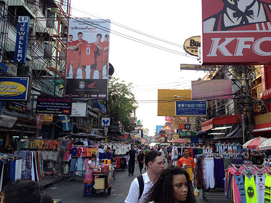 picture of a Bangkok street with a KFC sign
