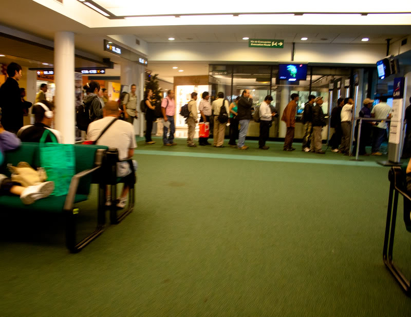 a group of people waiting in line