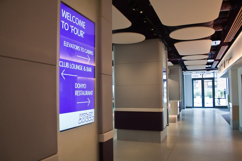a sign in a building