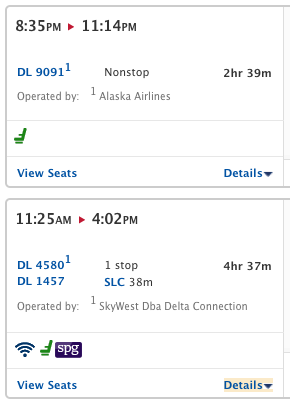 Delta codeshares, such as those on Alaska Airlines, are not eligible for Starpoint earning.