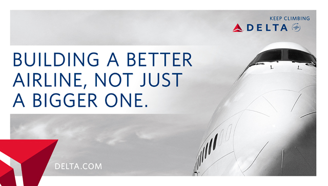 In 2010, Delta unveiled its "keep climbing" campaign, designed to overhaul the customer experience on all of its flights following a merger with Northwest Airlines